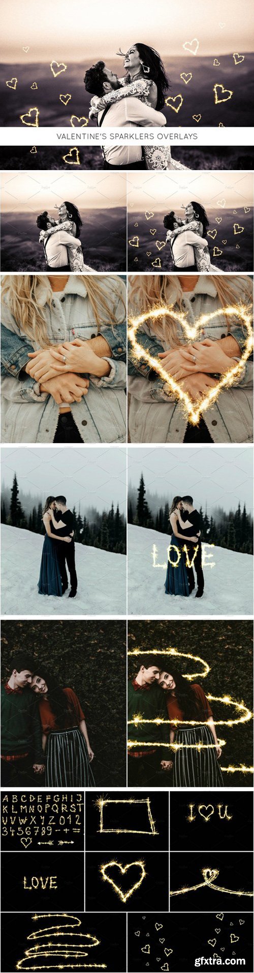 Valentine's Sparklers Overlays