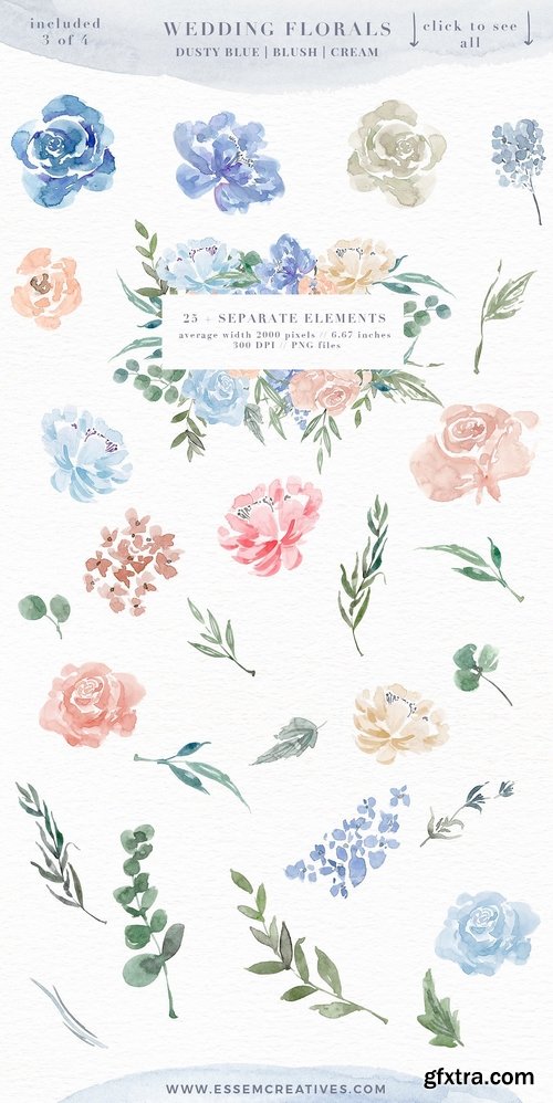 CM - Wedding Watercolor Flowers Graphics 2273625