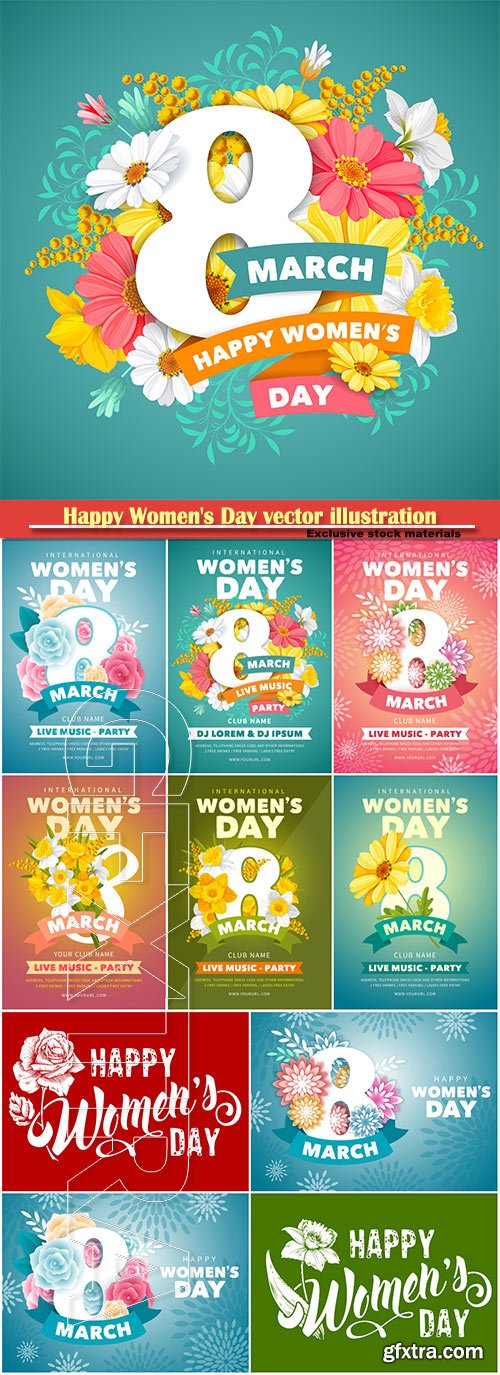 Happy Women\'s Day vector illustration,8 March, spring flower background # 2