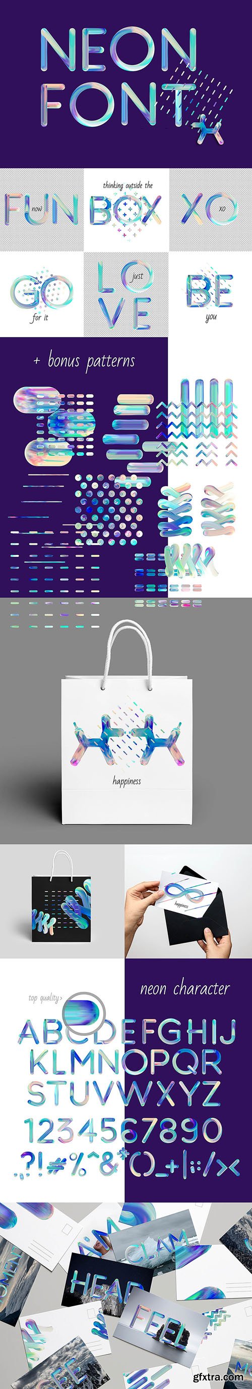 Neon Style Lettering in PSD Neon Style Lettering in PSD