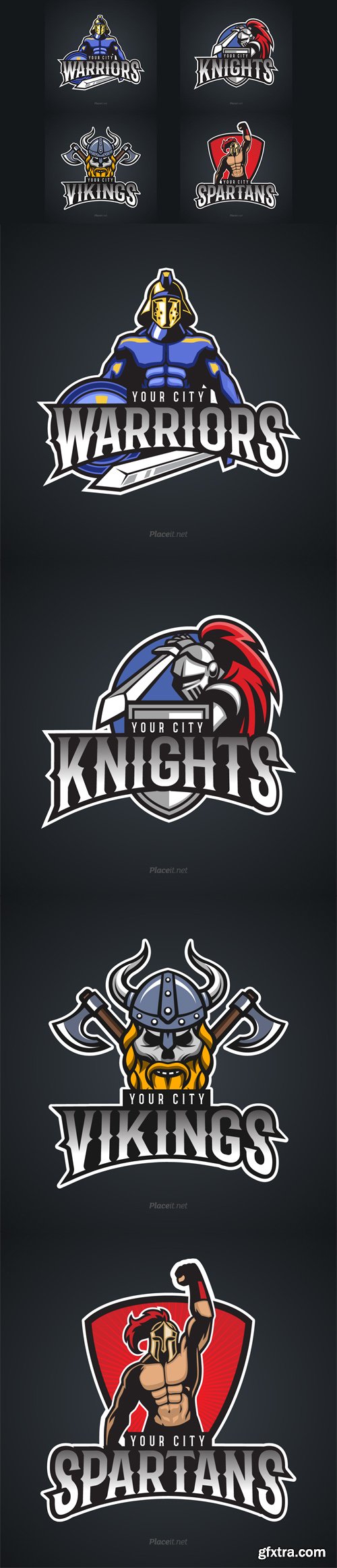 4 Human Character Vector Sport Logos 4 Human Character Vector Sport Logos