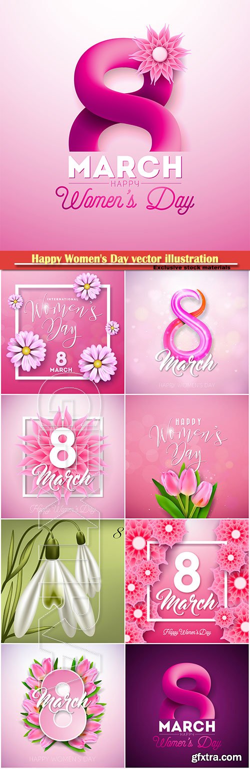 Happy Women\'s Day vector illustration,8 March, spring flower background # 6
