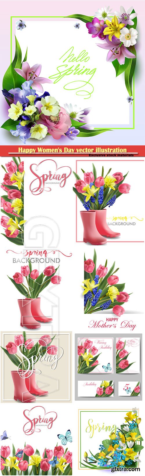 Happy Women\'s Day vector illustration,8 March, spring flower background # 10