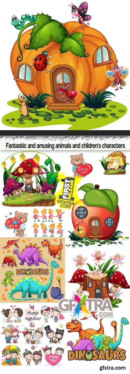 Fantastic & Amusing Animals, Childrens Characters 16xEPS