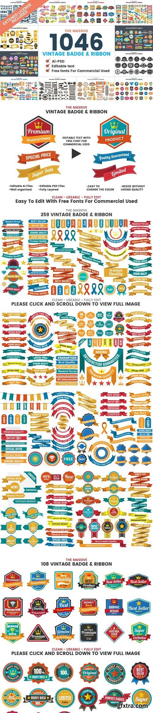 CM - 1046 VINTAGE BADGE &amp; RIBBON 2227173