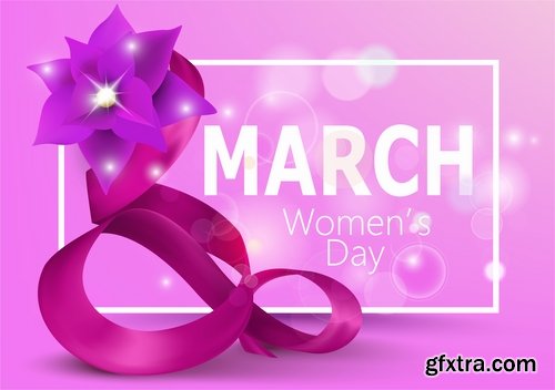8 March International Women''s Day invitation card flyer banner 25 EPS