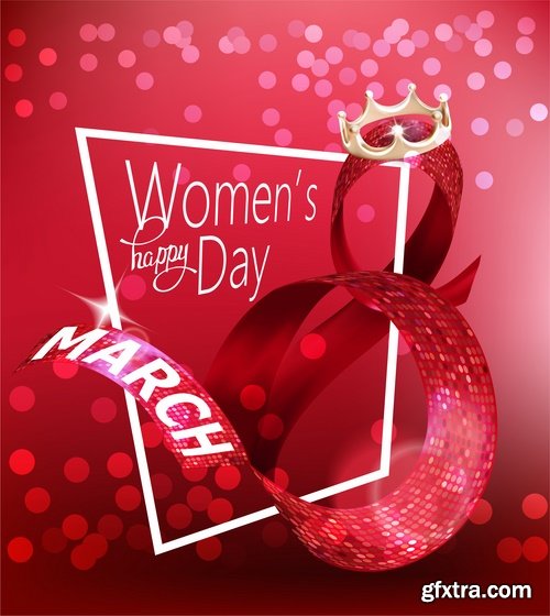 8 March International Women''s Day invitation card flyer banner 25 EPS