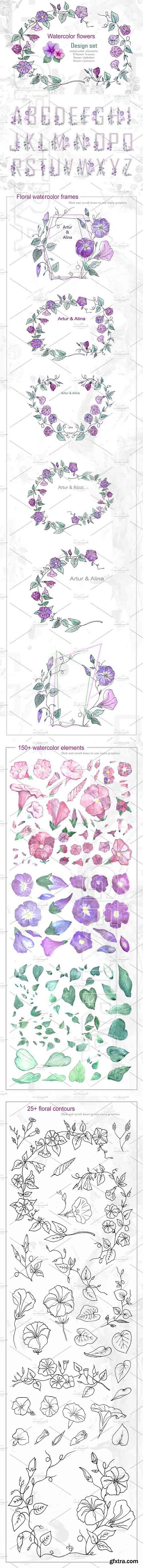 CreativeMarket - Spring floral alphabet Graphic set 2335595