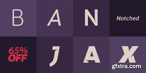 Banjax Notched Font Family - 14 Fonts