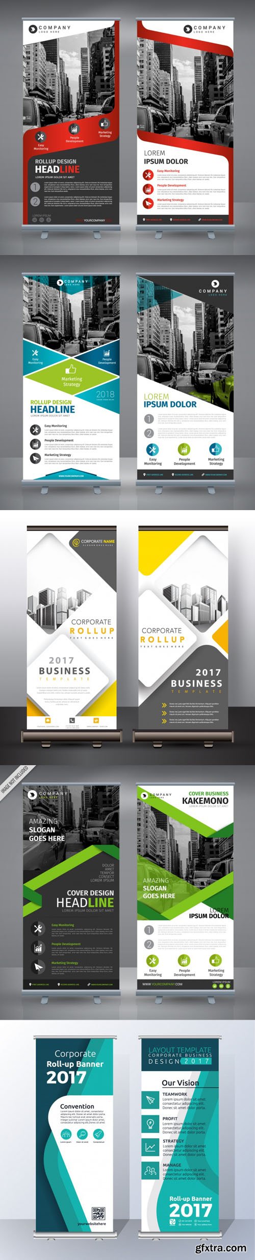 5 Double Roll-up Templates Design Vector 5 Double Roll-up Templates Design Vector