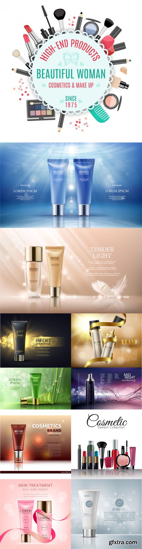 11 Realistic Cosmetic Brand Templates Vector 11 Realistic Cosmetic Brand Templates Vector