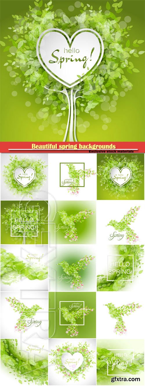 Spring abstract background with green leaves