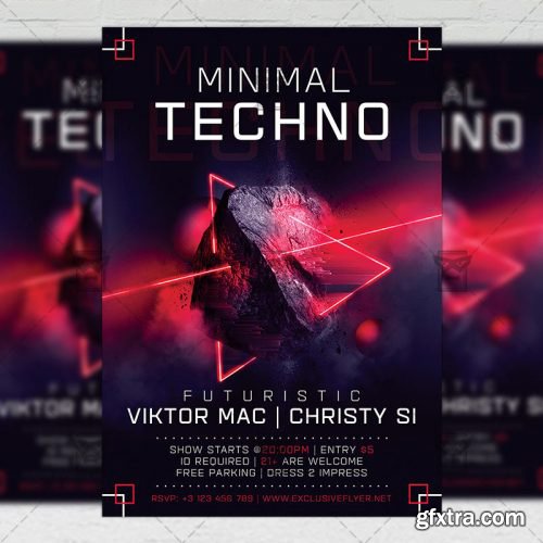 Minimal Techno – Club A5 Flyer Template Minimal Techno – Club A5 Flyer Template