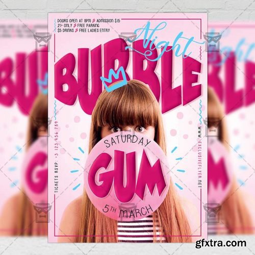 Bubblegum Night – Club A5 Flyer Template Bubblegum Night – Club A5 Flyer Template