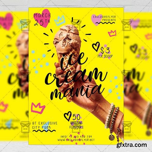 Ice Cream Mania – Food A5 Flyer Template Ice Cream Mania – Food A5 Flyer Template