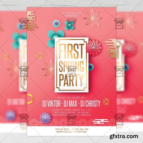 First Spring Party – Seasonal A5 Flyer Template First Spring Party – Seasonal A5 Flyer Template