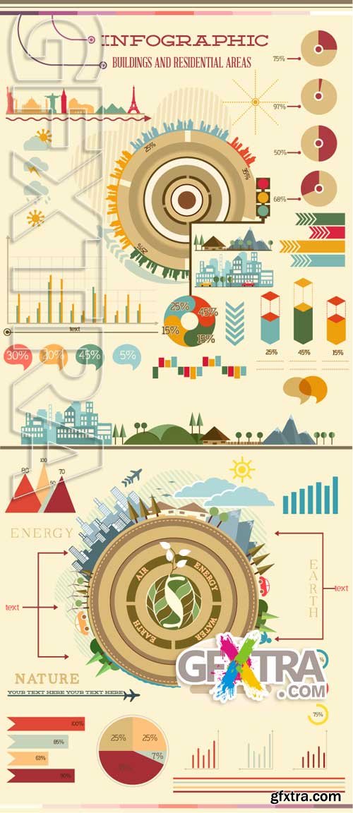 Buildings and Residential Infographic #1 - Stock Vector