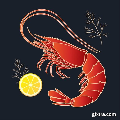 Prawn Shrimp Seafood Menu Vector Image 25xEPS