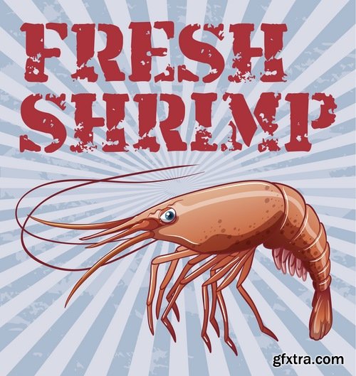 Prawn Shrimp Seafood Menu Vector Image 25xEPS