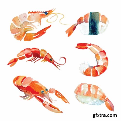 Prawn Shrimp Seafood Menu Vector Image 25xEPS