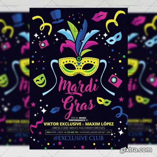 Mardi Gras Celebration – Seasonal A5 Flyer Template