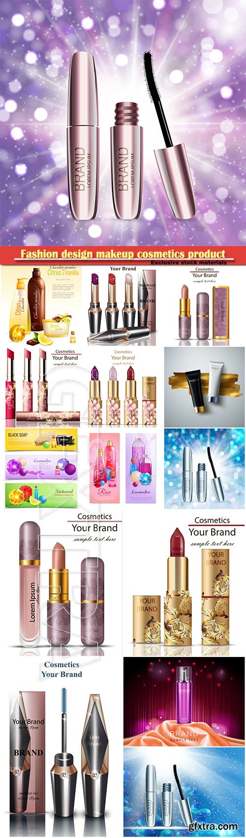 Fashion Design Makeup Cosmetics Product 15xEPS