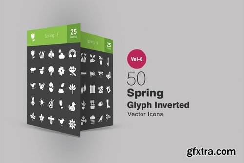 50 Spring Glyph Inverted Icons