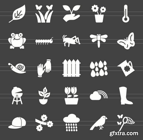 50 Spring Glyph Inverted Icons