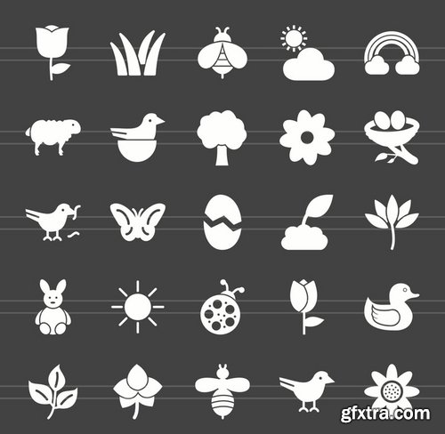 50 Spring Glyph Inverted Icons