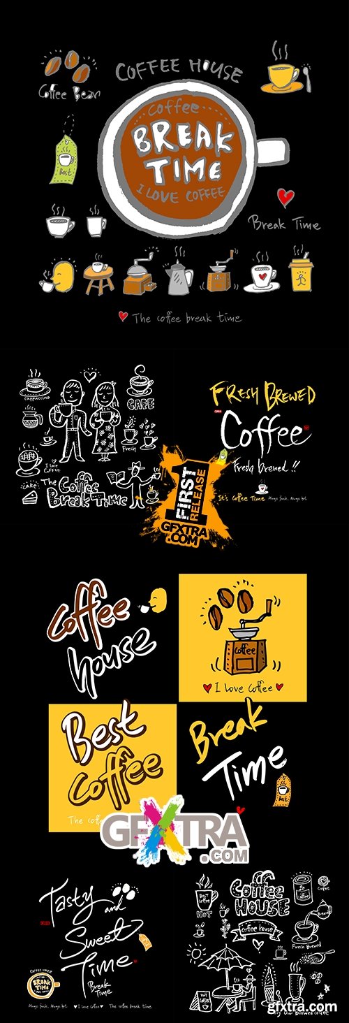 Time for fragrant coffee and rest black background