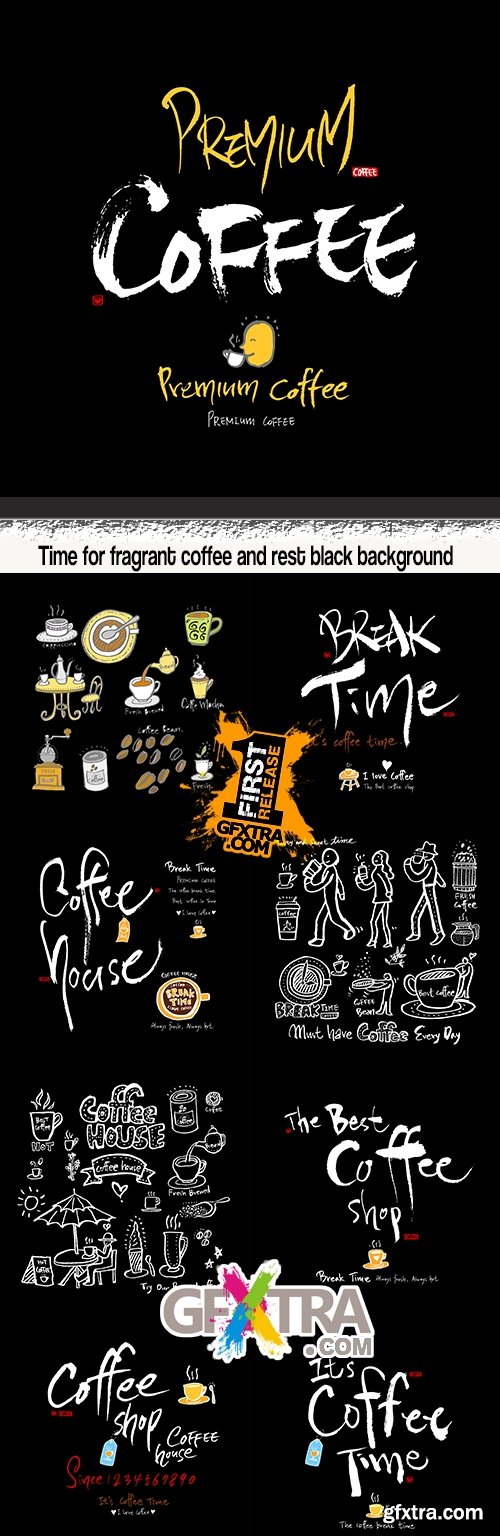 Time for fragrant coffee and rest black background