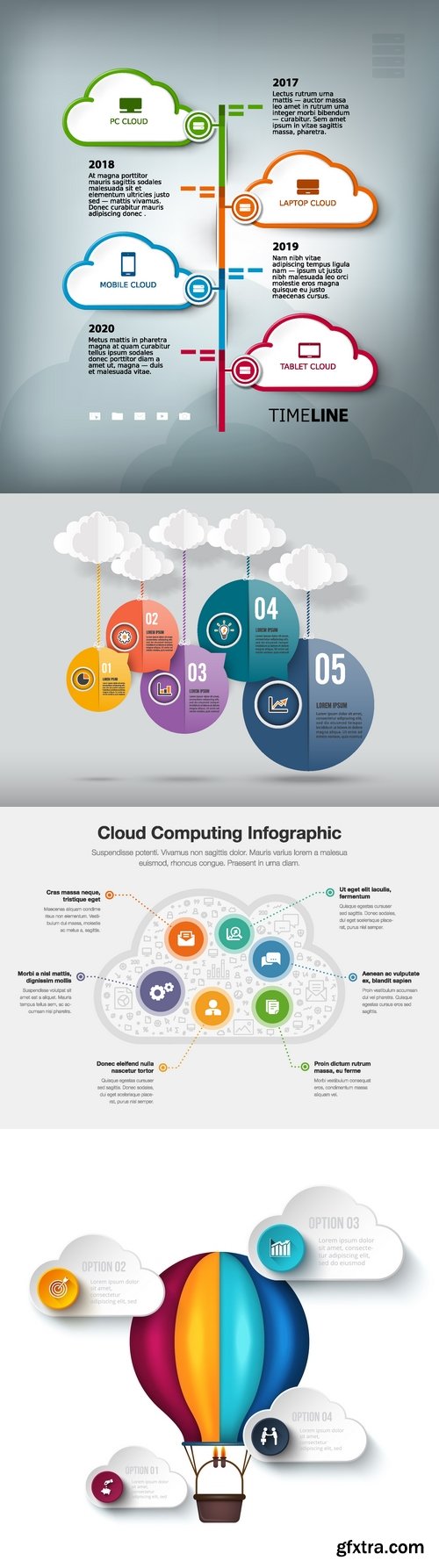 Vectors - Clouds Infographic Backgrounds 19