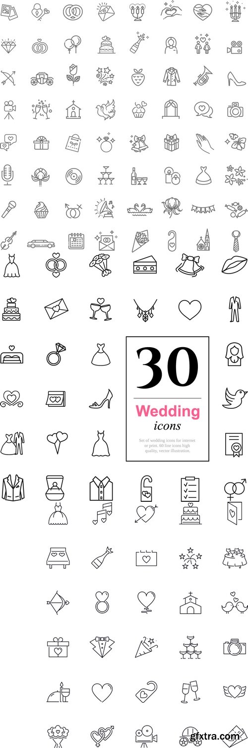 Vectors - Black Wedding Icons Set 4