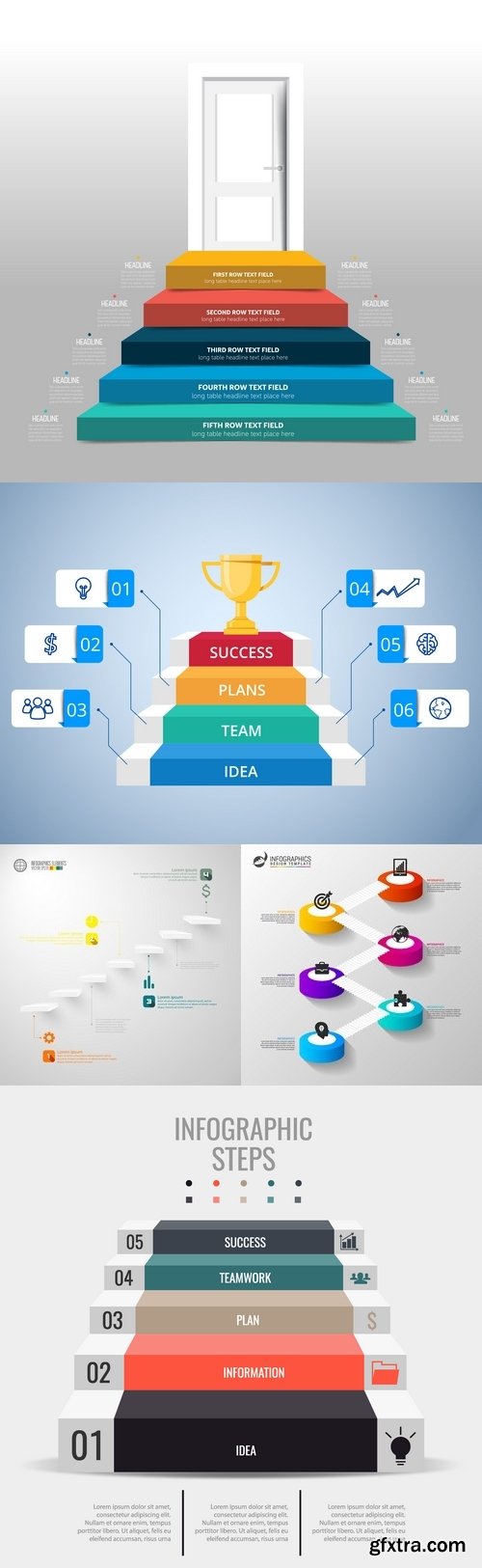 Vectors - Infographics with Stairs 10