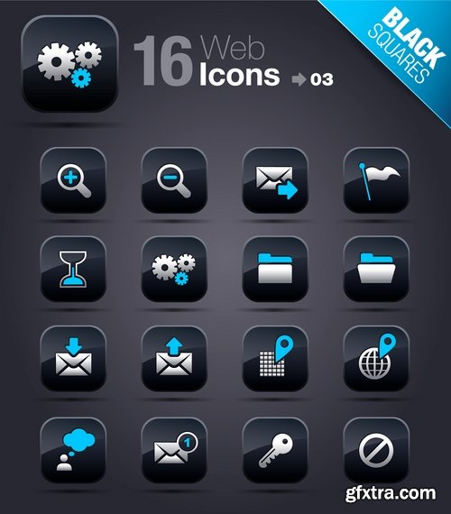 Web Design Black Button Icons #2, 25xEPS