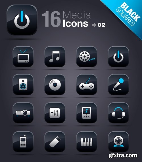 Web Design Black Button Icons #2, 25xEPS