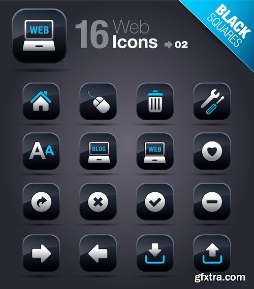 Web Design Black Button Icons #2, 25xEPS