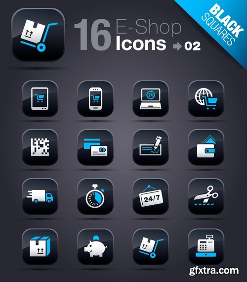Web Design Black Button Icons #2, 25xEPS