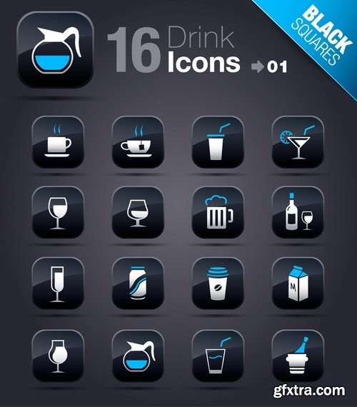 Web Design Black Button Icons #2, 25xEPS