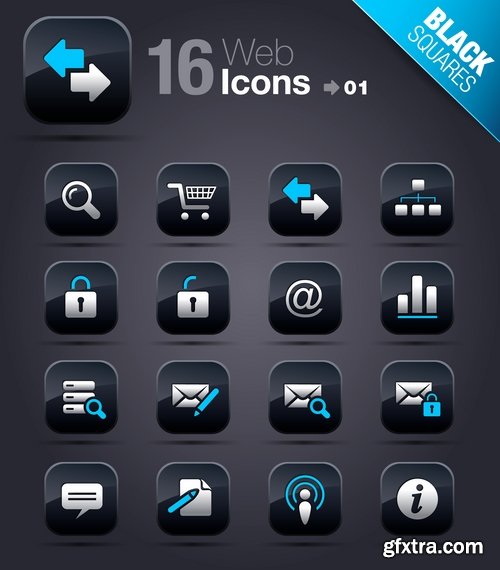 Web Design Black Button Icons #2, 25xEPS