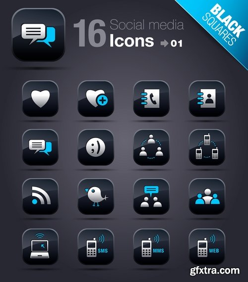 Web Design Black Button Icons #2, 25xEPS