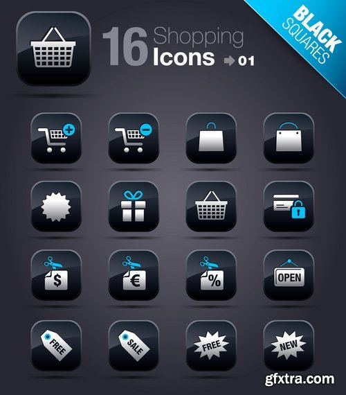 Web Design Black Button Icons #2, 25xEPS