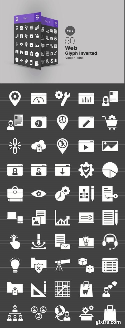 50 Web Glyph Inverted Icons