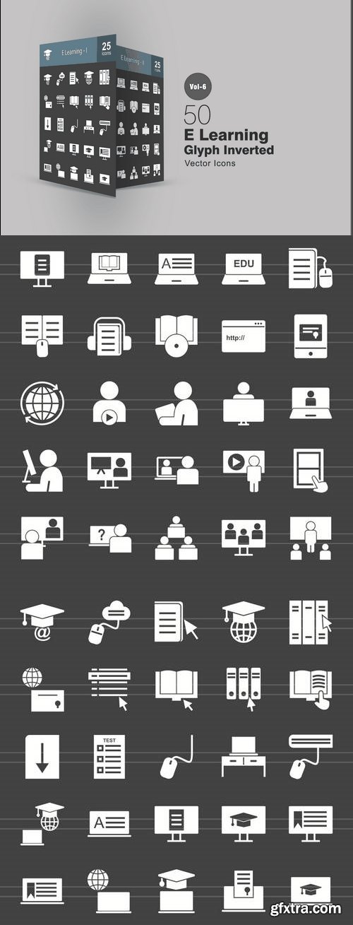 50 E Learning Glyph Inverted Icons