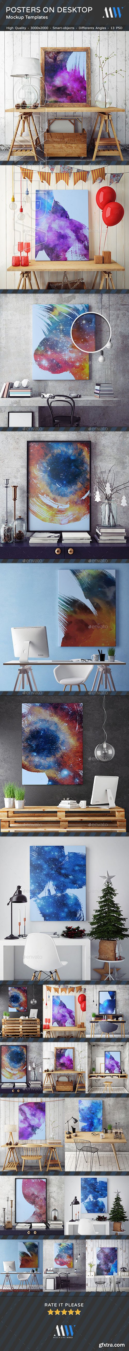 GraphicRiver - Posters On Desktop Mockups 21526305