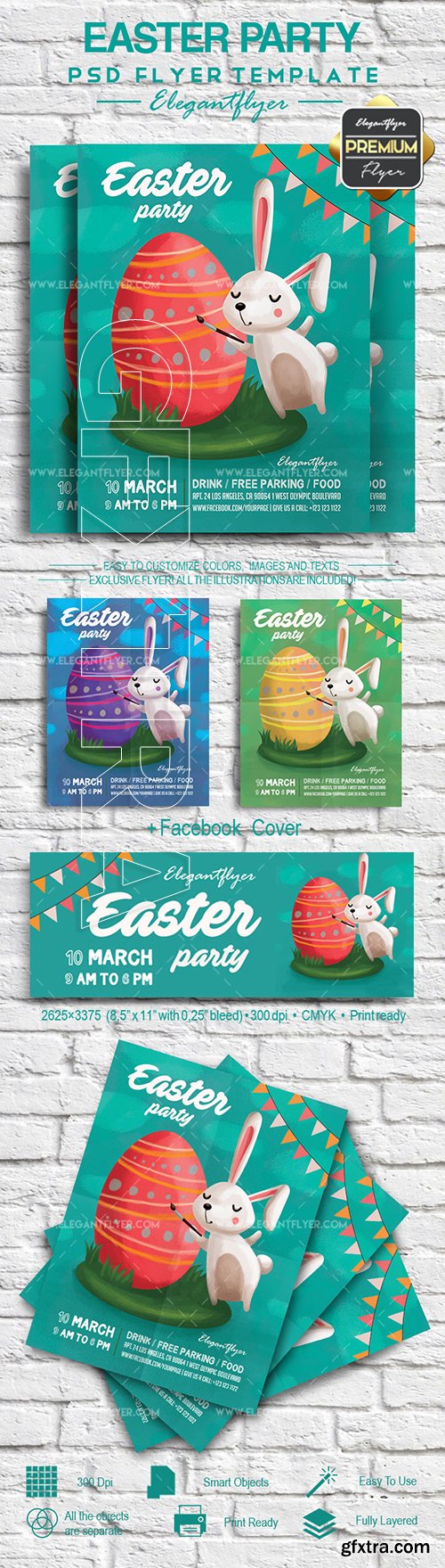 Easter Party Flyer PSD Template + Facebook Cover » GFxtra
