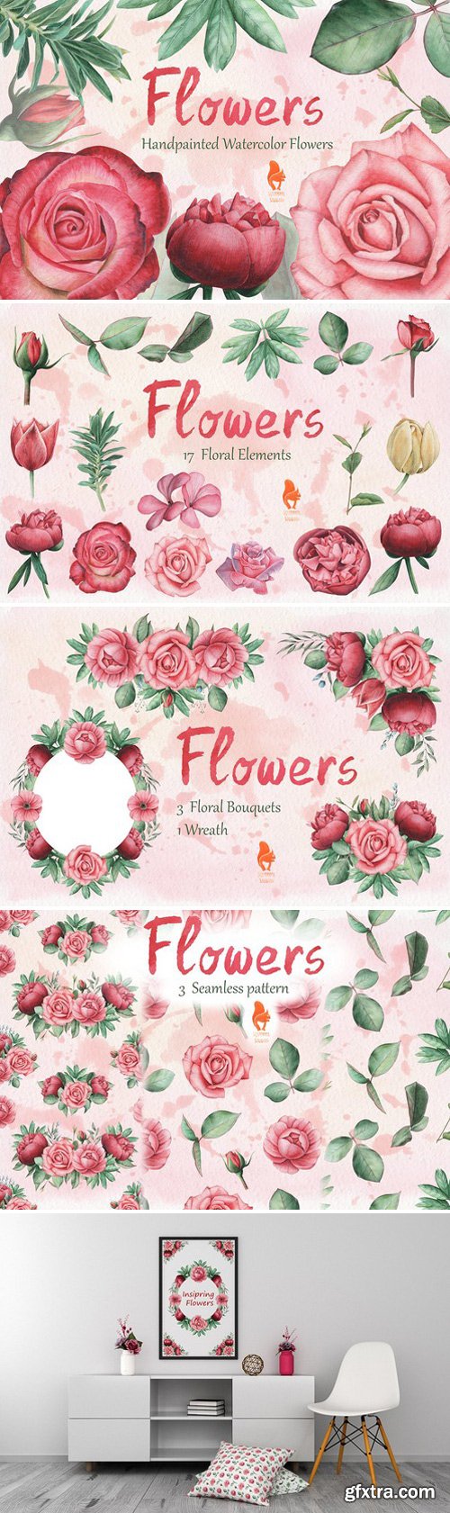 CM - Flowers, Handpainted Watercolor 1620316