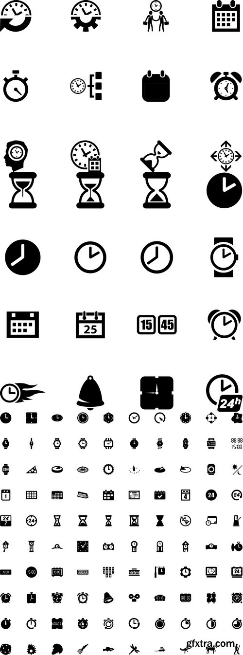 Vectors - Black Time Icons Set