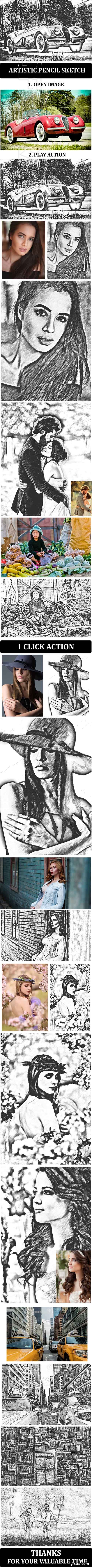 CreativeMarket - Artistic Pencil Sketch Photoshop Action 21542285