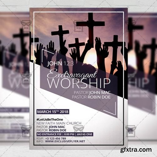 Extravaganza Worship – Community A5 Flyer Template